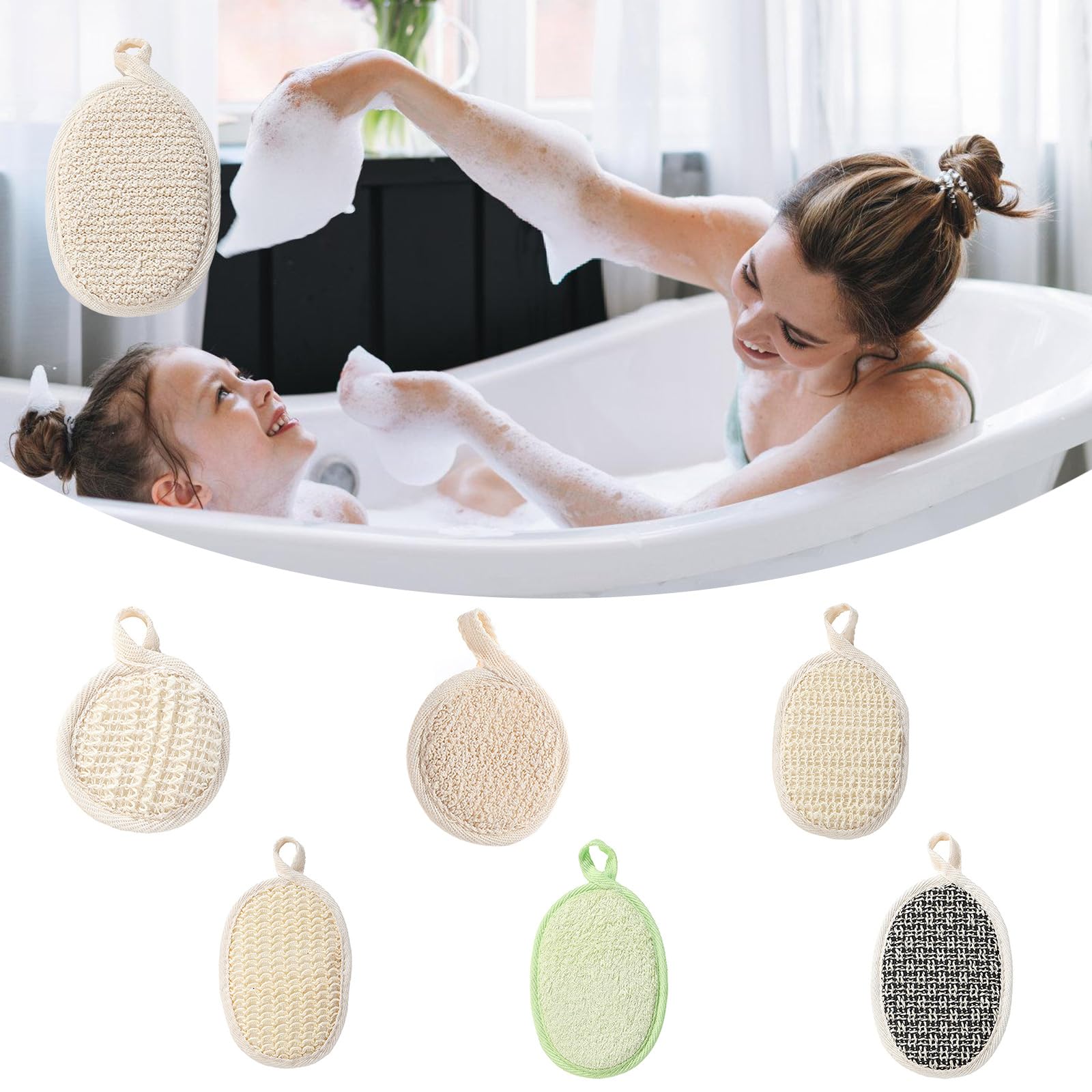 Exfoliatings Loofah Sponge Pads Facials/Body Scrubbers Bath Shower Loofah Sponge for Women Men Without Hurting The Skin