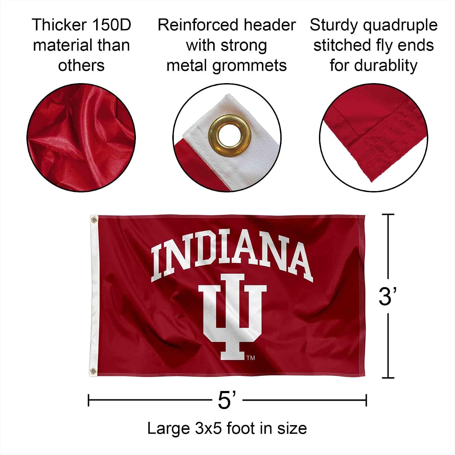 Indiana Hoosiers Flag with Pole and Bracket Kit
