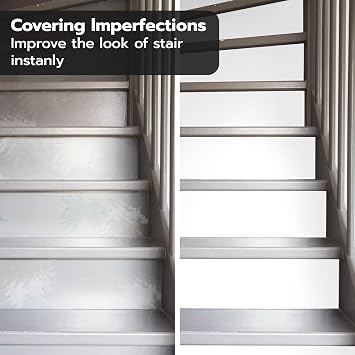 funlife 14 Strips Pure White Stair Riser Decals Peel and Stick, White Stair Riser Stickers Self Adhesive Vinyl Stairway Stickers for Entryway, Staircase Step Decals for Home Decor, 7.09 x 47.24