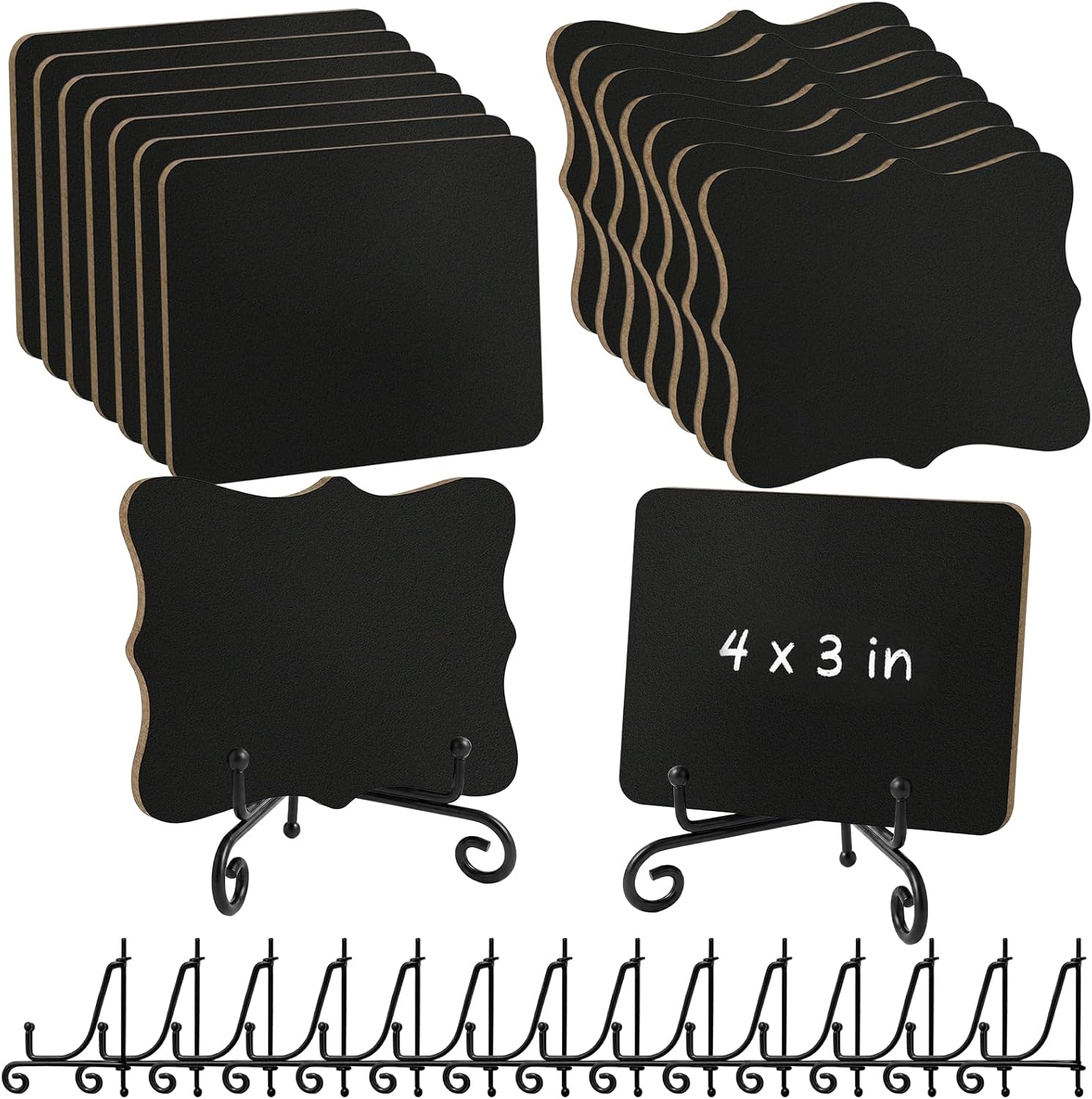 16 Pcs Mini Chalkboard Signs, Food Labels for Party Buffet, Small Chalkboard Label with Iron Stand, Reusable Mini Tabletop Signs for Wedding Decor, 3.9 x 3.0 in