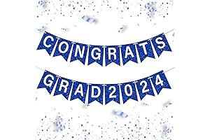 Glitter Congrats Grad 2024 Banner Blue