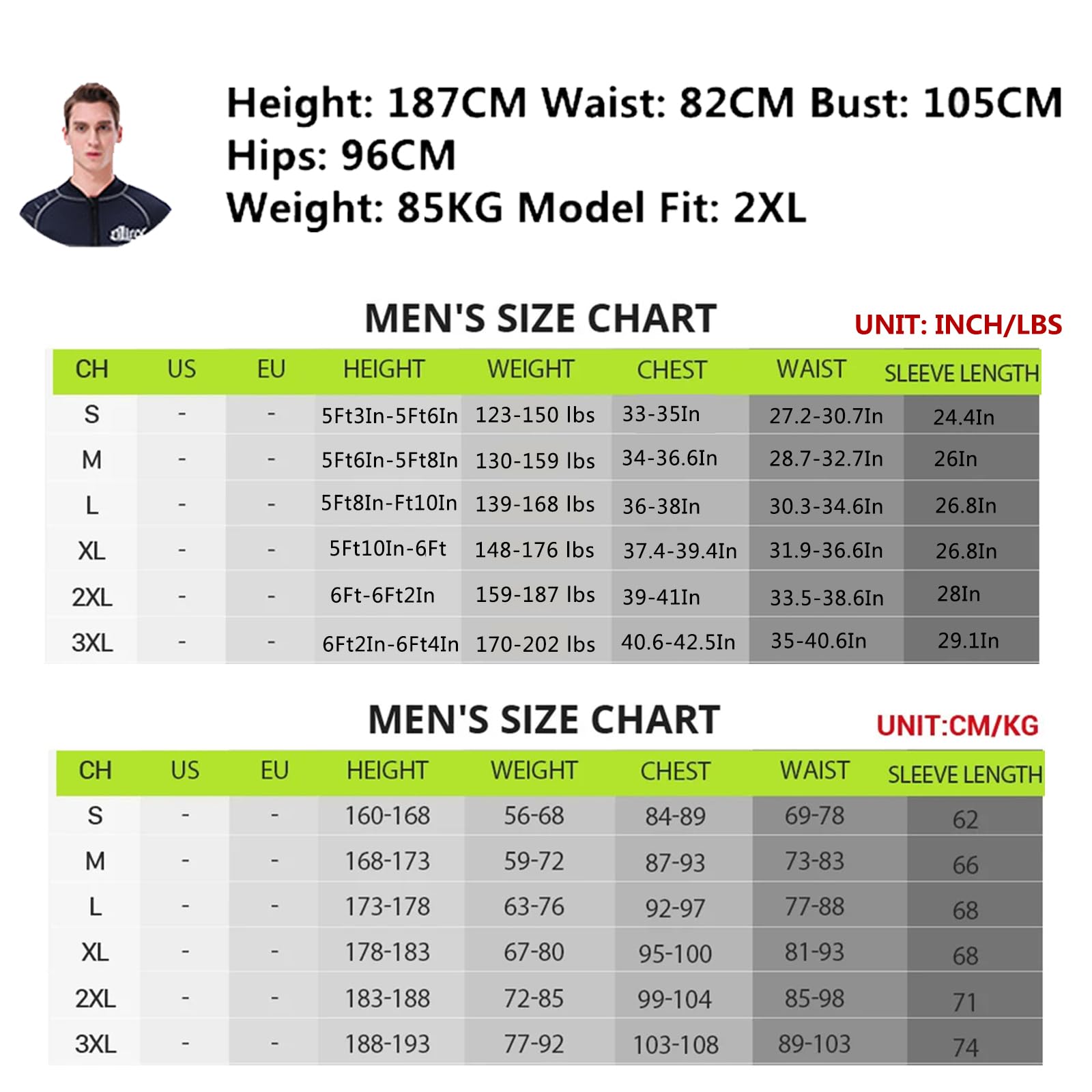 WYYHAA 3/5mm Neoprene Wetsuit Top Men Women, Long Sleeve Front Zip Wetsuit Jacket, Keep Warm for Diving Surfing Kayaking Swimming Scuba,5mm,L