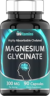 tnvitamins Magnesium Glycinate 300mg, 90 Capsules | High Absorption Chelated Magnesium for Sleep, Calm & Muscle Support* | Non-GMO, Gentle, Non-Laxative | TNVitamins