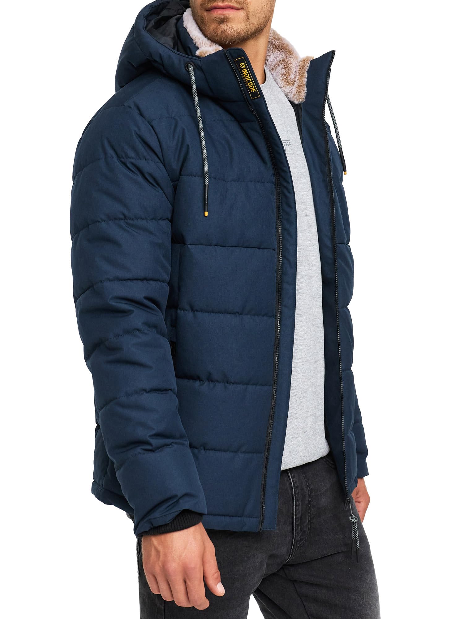 Indicode Herren INHebero Winterjacke Steppjacke in Daunen-Optik mit Kapuze