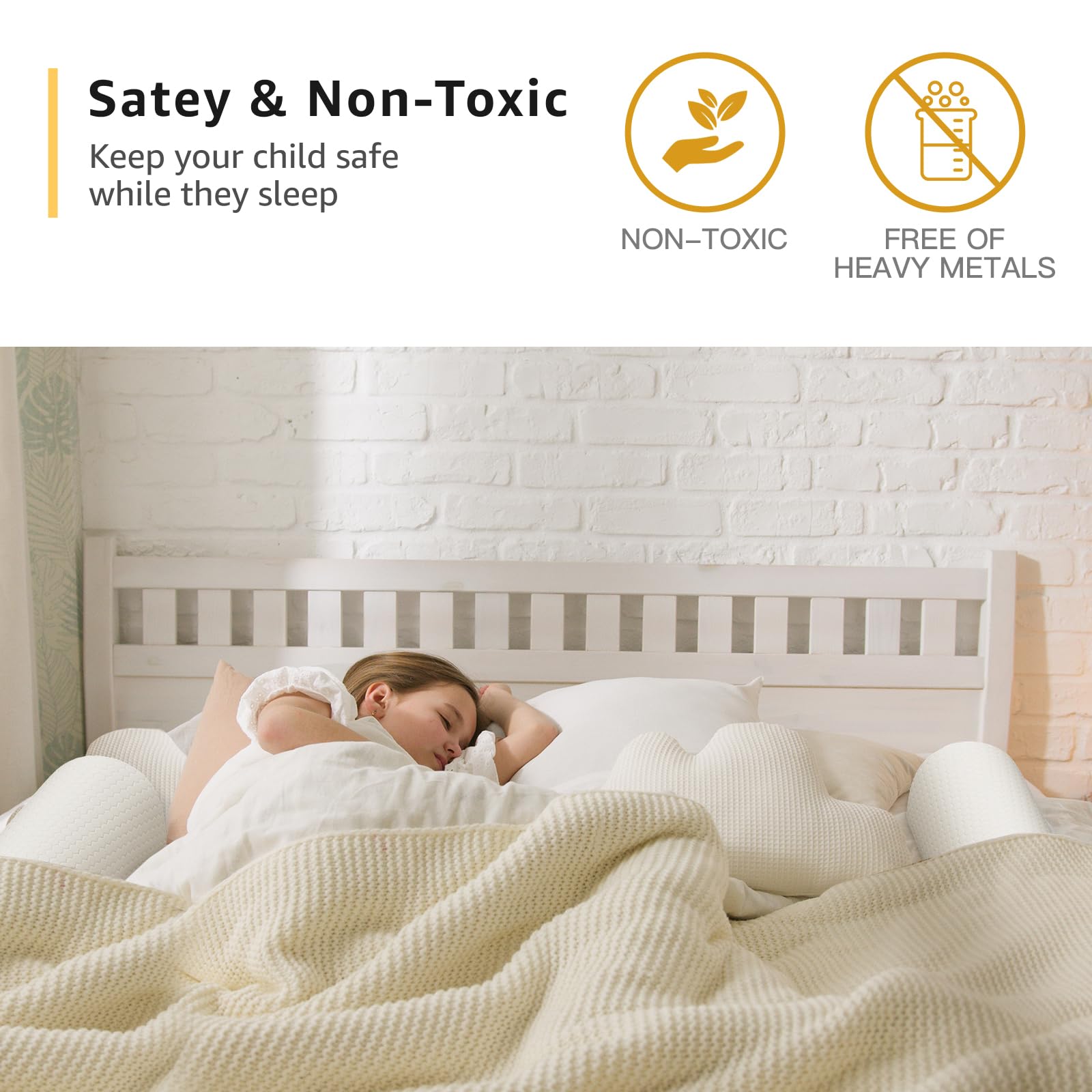 YENING 63 Extra Long Bed Bumpers For Toddlers Baby Foam