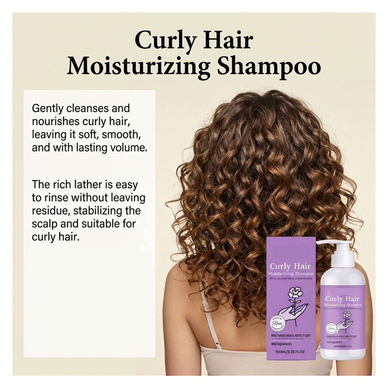 Champú Hidratante for Cabello Rizado | Nutre la estructura interna del cabello rizado y mantiene su volumen.(3pcs)