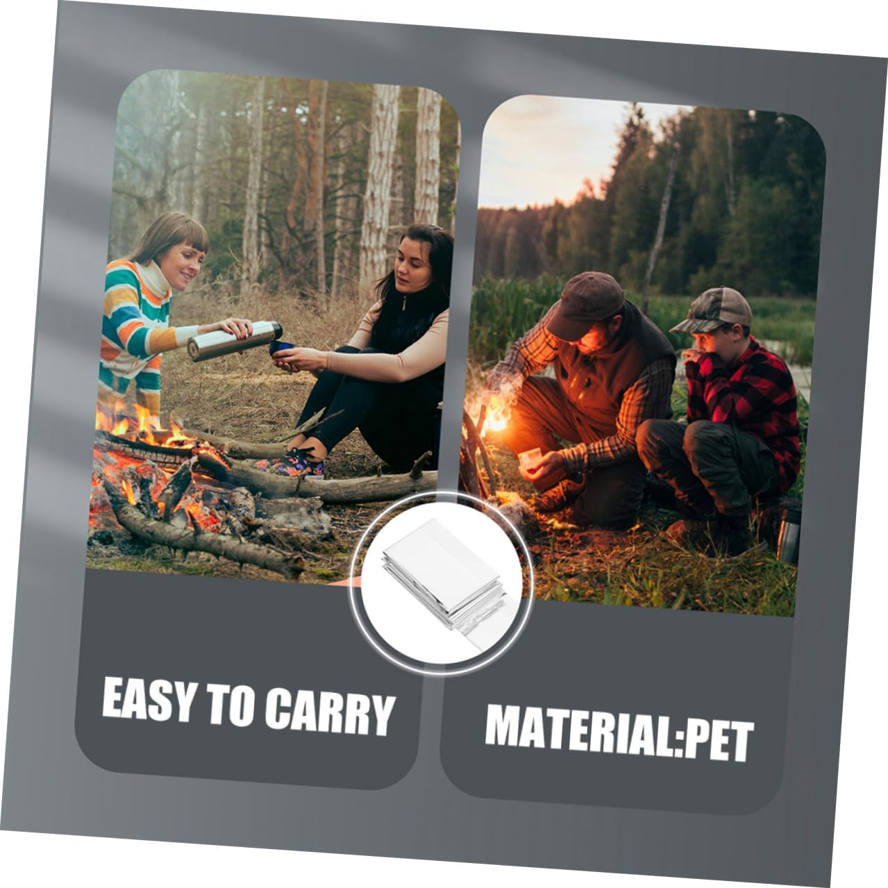 4pcs Emergency Blanket Camping Thermal Insulation Blanket Silver Foil Survival Portable Multi-use Emergency Warmth for Outdoor Hiking and First Aid
