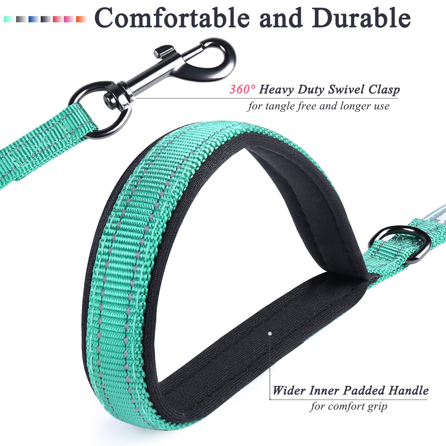 VIVAGLORY Dog Lead Dailyx Dog Leash, Lead with Soft Padded Handle for Training & Walking - Image 2