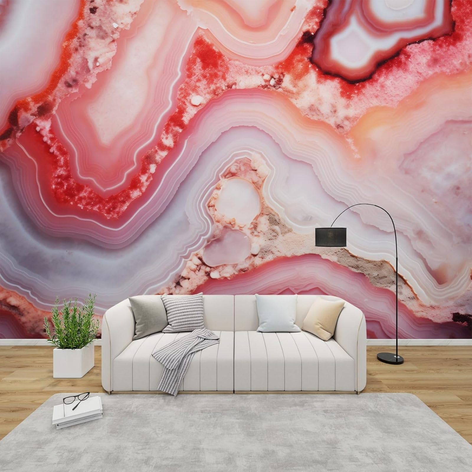 pdghsdkgjh Photo Wallpaper 3D Stone Look Pink Marble Non-Woven Modern Living Room Bedroom Children's Room Wall Decoration Motif Wallpaper,400cmx280cm Stickers - Frameless Painting - Poster