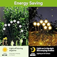 Vista 3 de Luces solares de jardín impermeables para exteriores, paquete de 2 16 luces LED oscilantes, luces de luciérnaga para decoración al aire libre