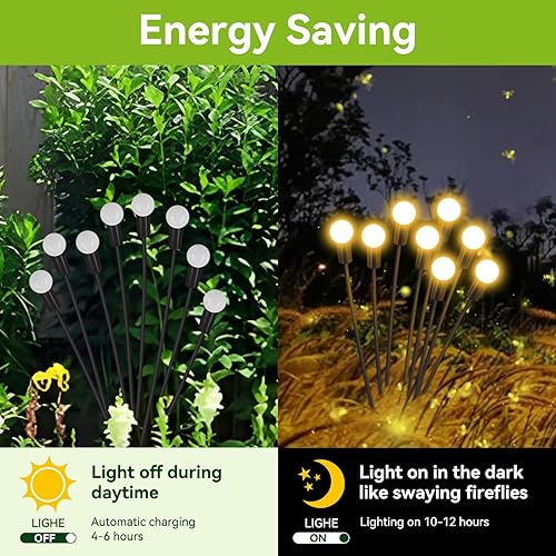 Miniatura 3 de Luces solares de jardín impermeables para exteriores, paquete de 2 16 luces LED oscilantes, luces de luciérnaga para decoración al aire libre para