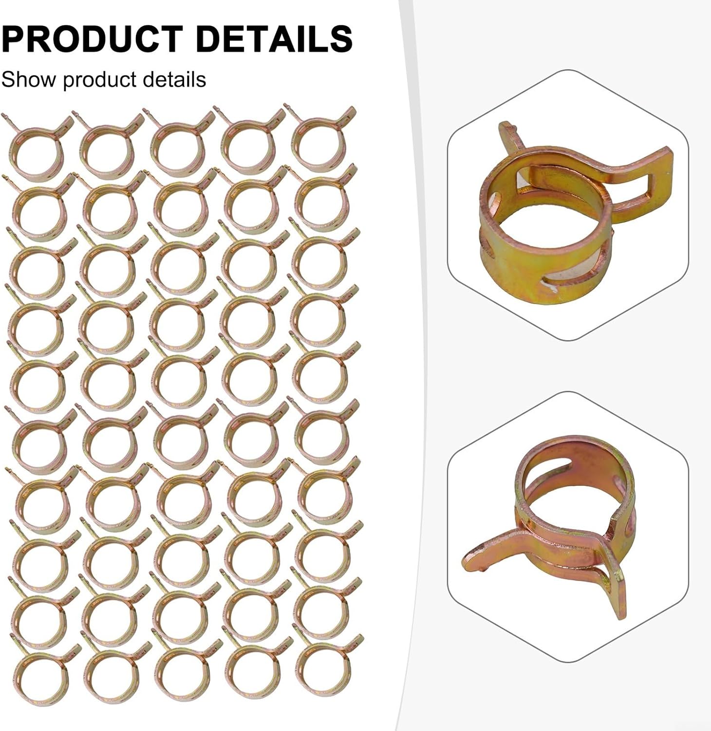 50pcs Clip Clamps 10mm Hoses Automotive Fuel Lines And Vacuum Applications, Made With 65Mn Steel