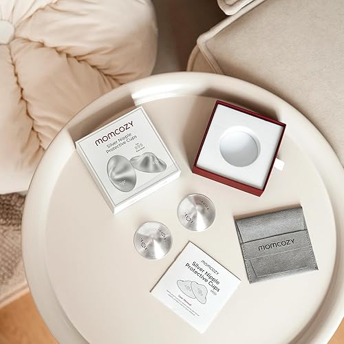 Miniatura 7 de Momcozy Copas de lactancia de plata 999, diseño original perforado transpirable, cubierta de pezón de plata 999 para lactancia materna, protector de