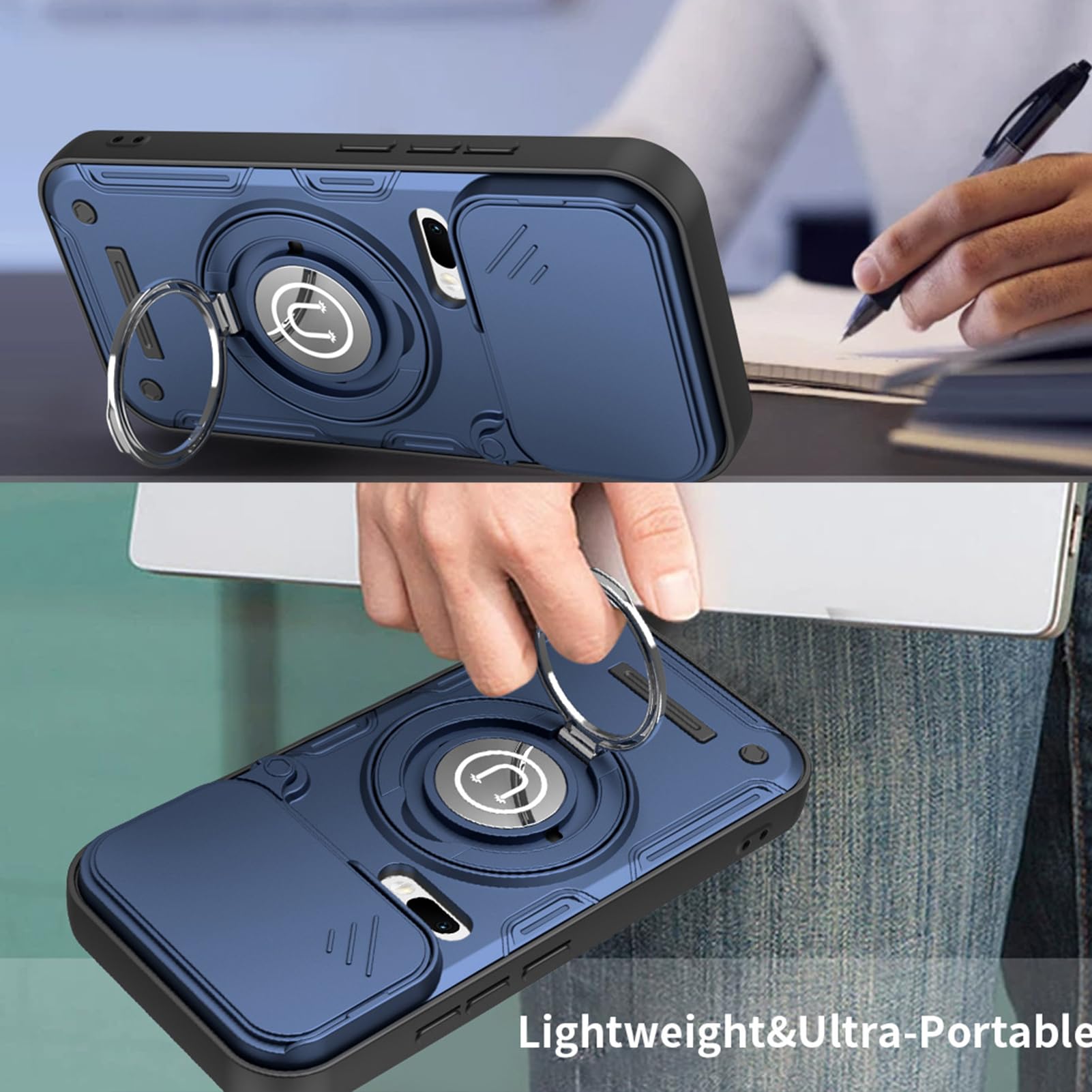 Wojskowe etui do Xiaomi 17 Pro Max / 17 Pro / 17, obrotowa osłona soczewek, chłodząca zbroja, regulowany pierścień magnetyczny, czerwone, 17 Pro Max