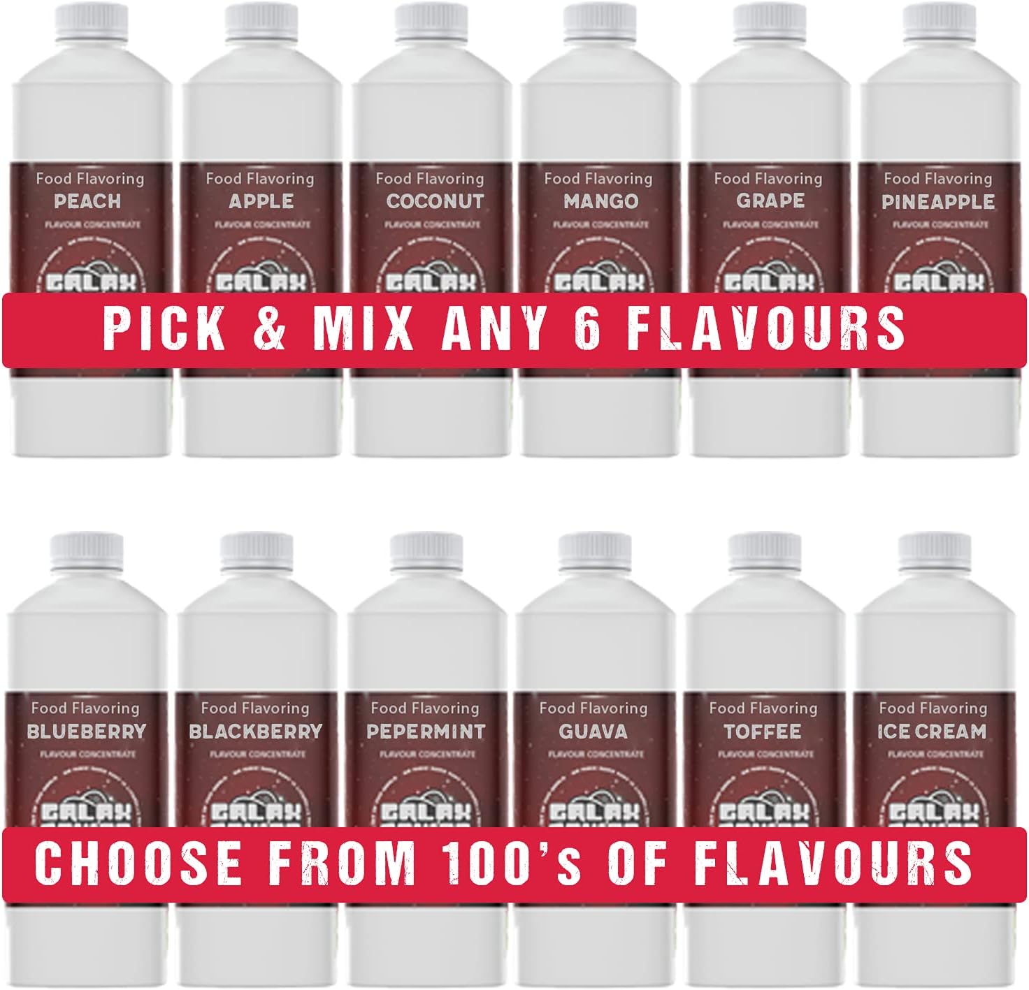 Food Flavouring Pick and Mix - Pick 6 x 10ml Fruit Food Flavourings and Essences - High Strength Concentrated Flavourings for Baking, Cooking & More - Made in UK.