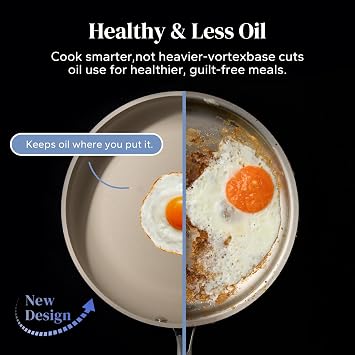 Redchef Ceramic Nonstick Frying Pan, Ceramic Non-Stick Saute Pan, Non Toxic Egg Pan, Cooking Pan for Kitchen, PFAS Free, All Stovetops (Gas, Electric, Induction), Oven Dishwasher Safe(9.5 Beige)