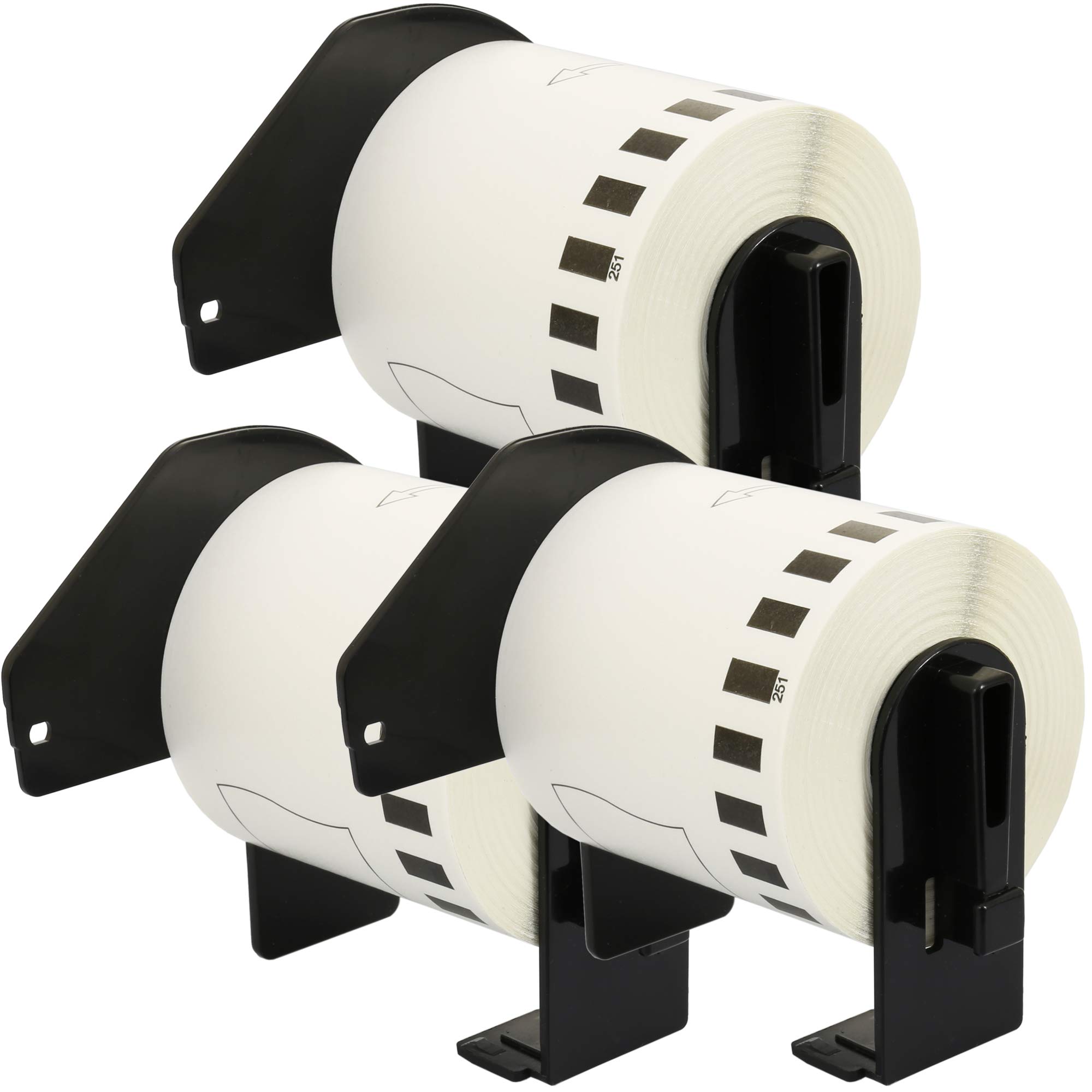 3 Compatibles Rouleaux DK22251 DK-22251 62mm x 15,24m Papier Étiquettes continues pour Brother P-Touch QL-800 QL-810W QL-820NWB, noir et rouge sur blanc