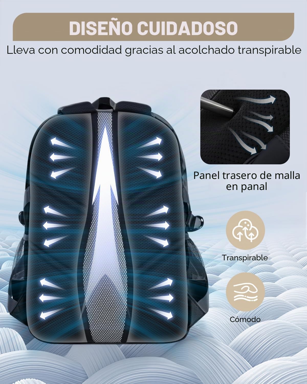 Amythe Mochila Escolar Niño Adolescente, Ligera Grande Negro