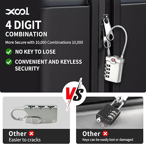 Miniatura 5 de Candados aprobados por la TSA para equipaje, paquete de 2 candados combinados de acero de viaje, candados de 4 dígitos reconfigurables con indicador
