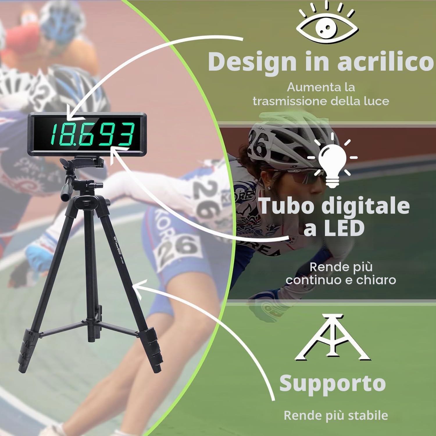 YZ Timer laser per Sprint, sistema laser Sprint, cronometro laser, cronometro, allenamento di velocità, corsa, calcio (supporto alto)