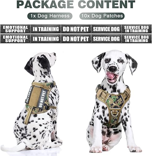 Miniatura 50 de WINSEE Arnés táctico para perro, arnés sin tirones para perros medianos y grandes con asa y Molle, arnés de servicio militar para perros pequeños