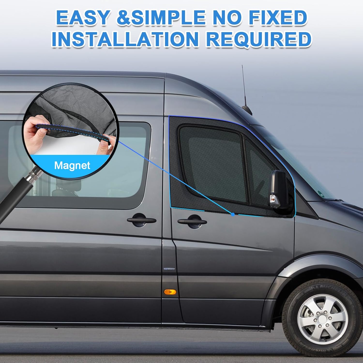 Magnetic Bug Screen for Front Doors, Pair Window Bug Screen Compatible with Mercedes Sprinter 2007-2026