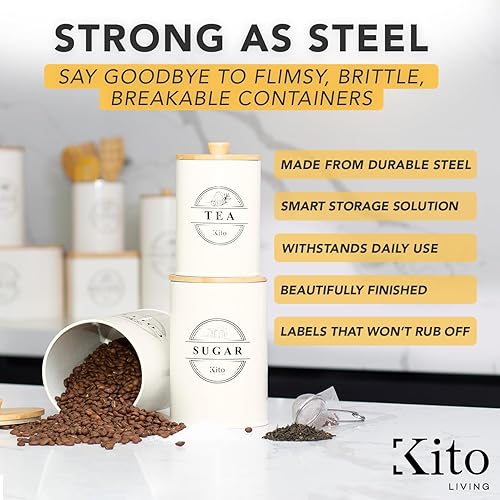 Miniatura 9 de Kito LIVING Juego de recipientes para encimera de cocina, 3 piezas de ajo, patata y cebolla, recipientes de cocina para organización de despensa y