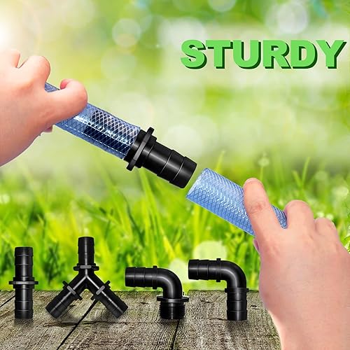 Miniatura 10 de Longrun Adaptador de manguera de aire para estanque de 1 pulgada, accesorios de manguera de aire, manguera de jardín, conector rápido con 4