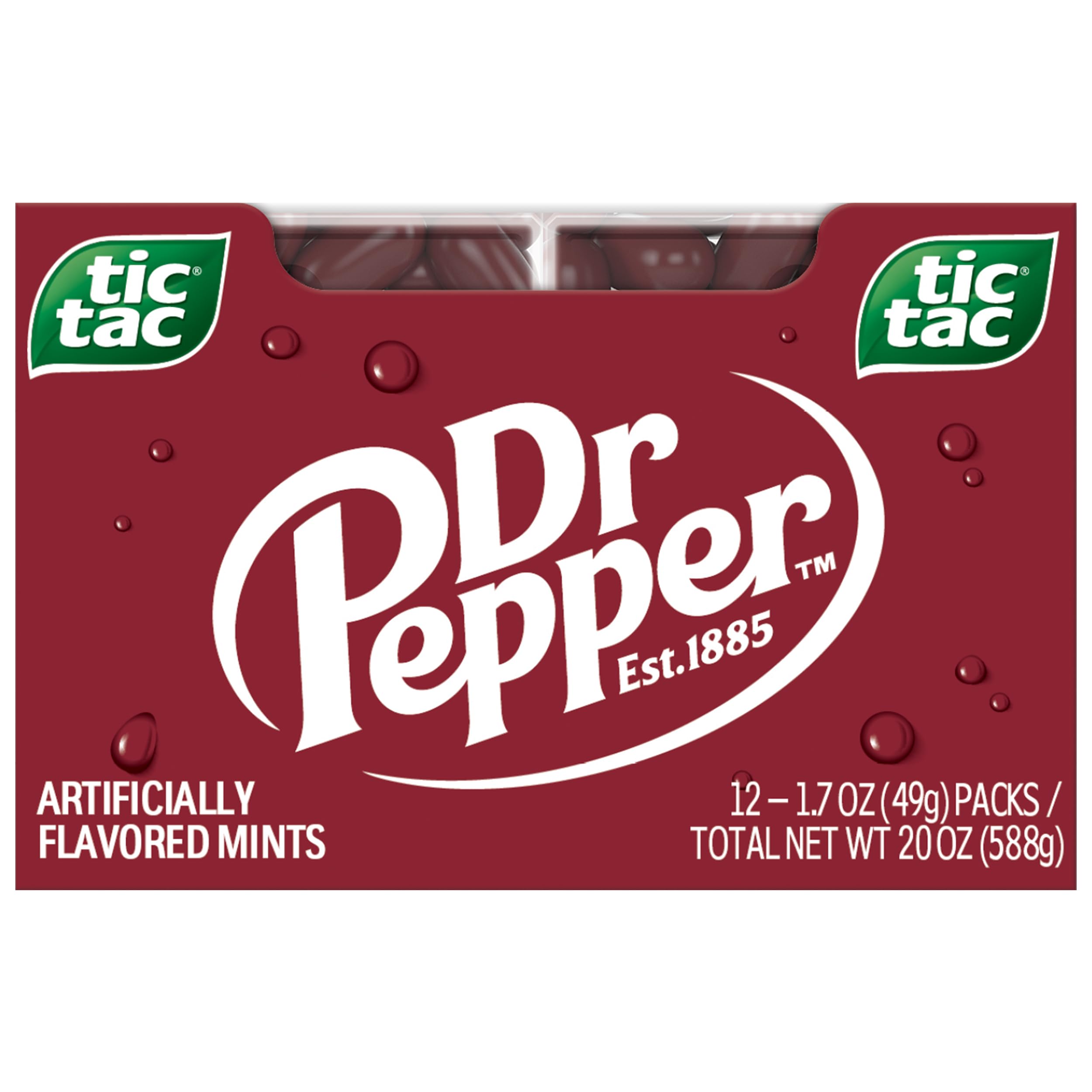 Tic Tac Dr Pepper, Pocket-sized Mints, Dr Pepper Flavored On-the-Go Refreshment, 12 pack, 1.7 oz Each