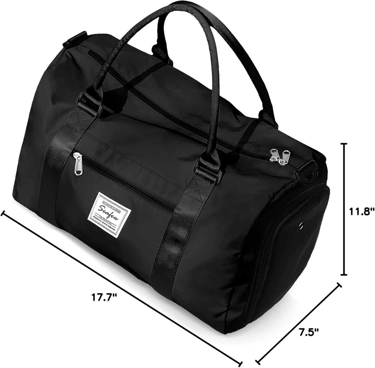Gym Bag for Women Men with Shoes Compartment Sports Duffle Bag Personal item travel Duffel Bags Small Carry on Weekender Overnight Tote Bags Workout Dance Bags Hospital Holdalls Black - Image 8
