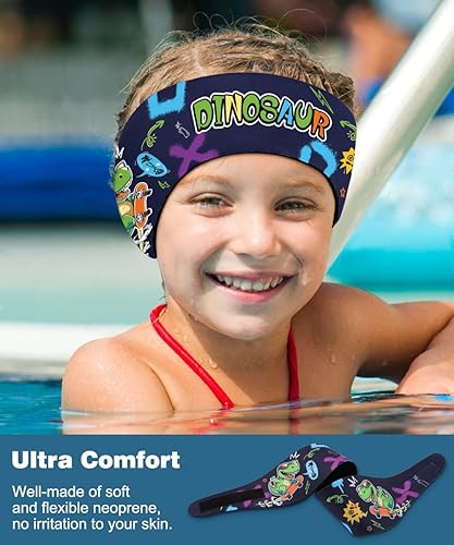 Miniatura 9 de MoKo Diadema de natación para niños y adultos, bonita diadema para nadadores de 3 a 9 años, banda de protección impermeable para los oídos (tamaño S