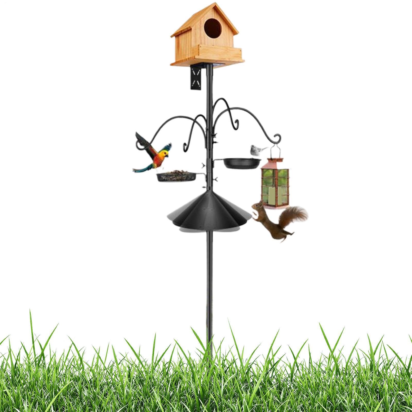 Grand Poteau pour Mangeoire à Oiseaux Support Stable Et Robuste | Poteaux de Mangeoire d'Oiseaux pour Extérieur 234 cm avec Baffle Anti-Écureuils Pour Attirer la Faune au Jardin Cour Pelouse