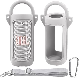 （ケースのみ）JBL Grip Bluetoothスビーカー用ポータブルシリコンケース ショルダーストラップ付き，オフホワイト‐co2CREA | 高弾性素材 衝撃吸収 滑り止め・傷防止 薄型フィット設計