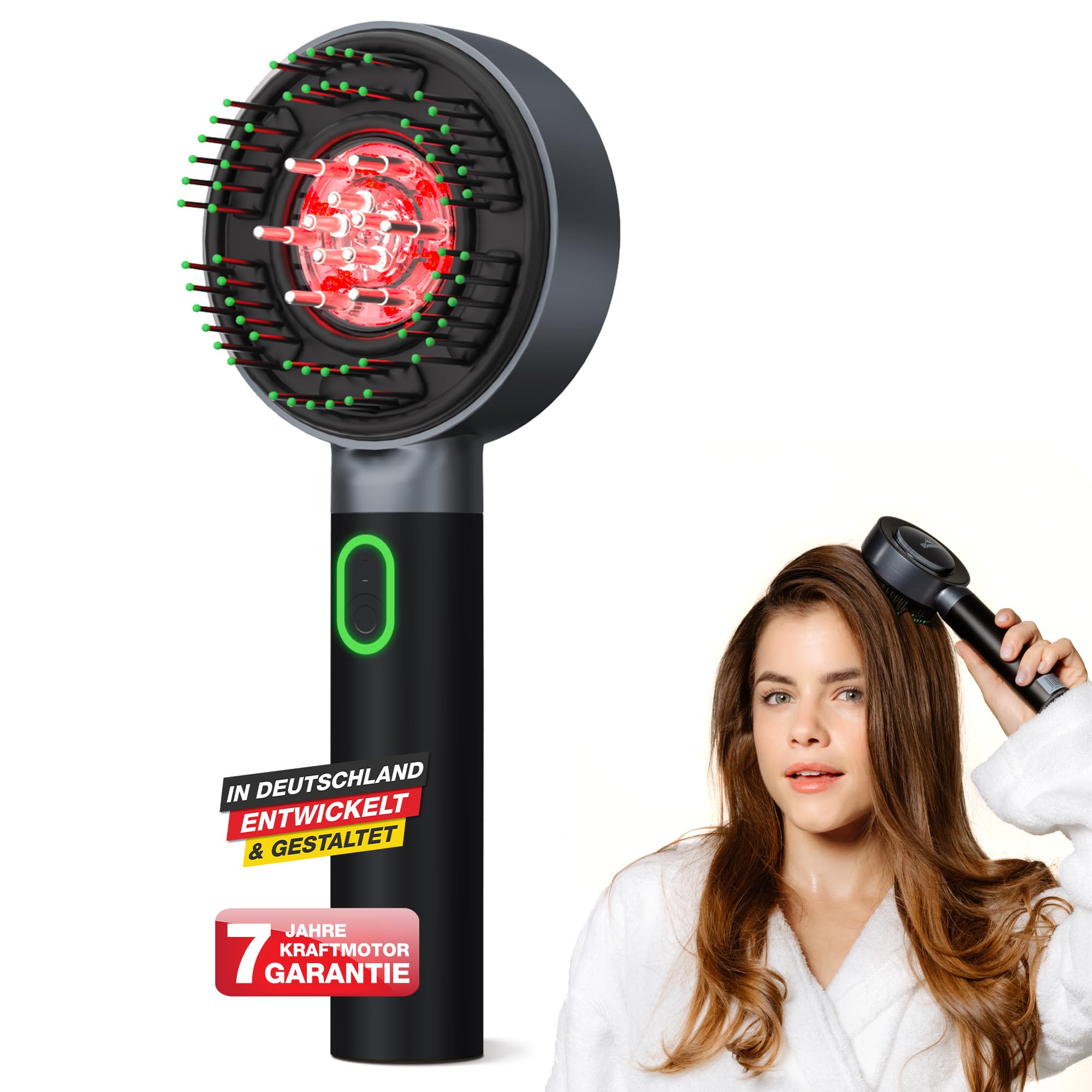 DONNERBERG® MIO Haar- & Kopfhautpflege Elektrischer Haaröl Applikator mit 7 Jahren Kraftmotor Garantie: Die Kopfmassagebürste für entspannende Kopfhautmassage und effektive Haarpflege
