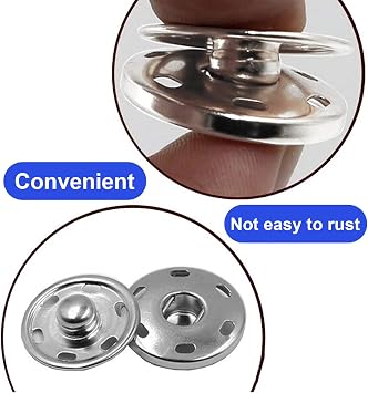 Press Studs Snaps Fasteners - ShiningUU 100 Sewing Buttons | Sew on Snap Buttons DIY Set | Four Sizes of Metal Snaps Fasteners Kitfor Clothing Jackets Bags DIY(Silver, Black)