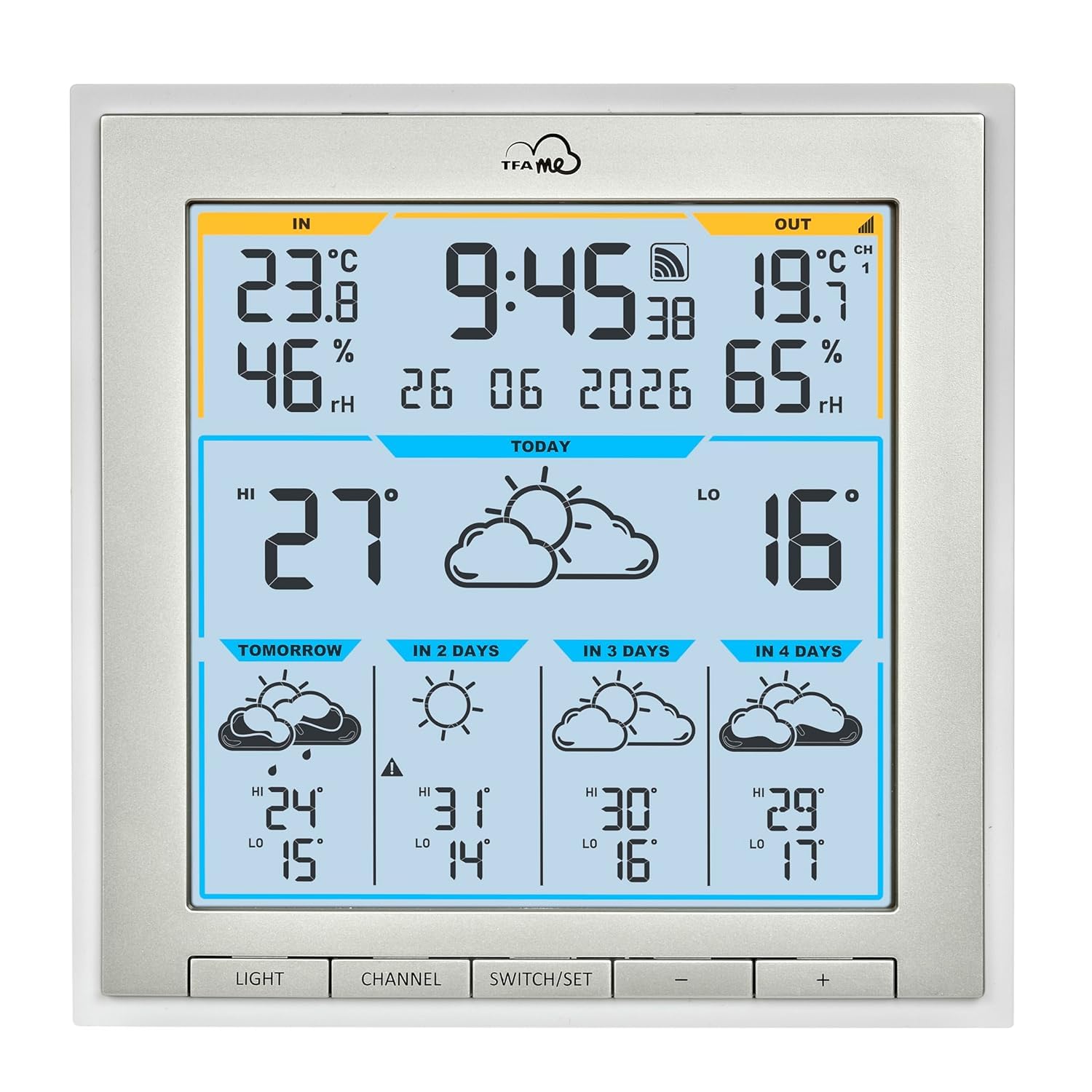 TFA 35.8105 WLAN Funkwetterstation TFA.me ID-08 Wetterprognose wetter.com 5 Tage mit Wettersymbolen, UV-Index, Regenmenge, Windgeschwindigkeit, Windrichtung (weiss mit Batterien)