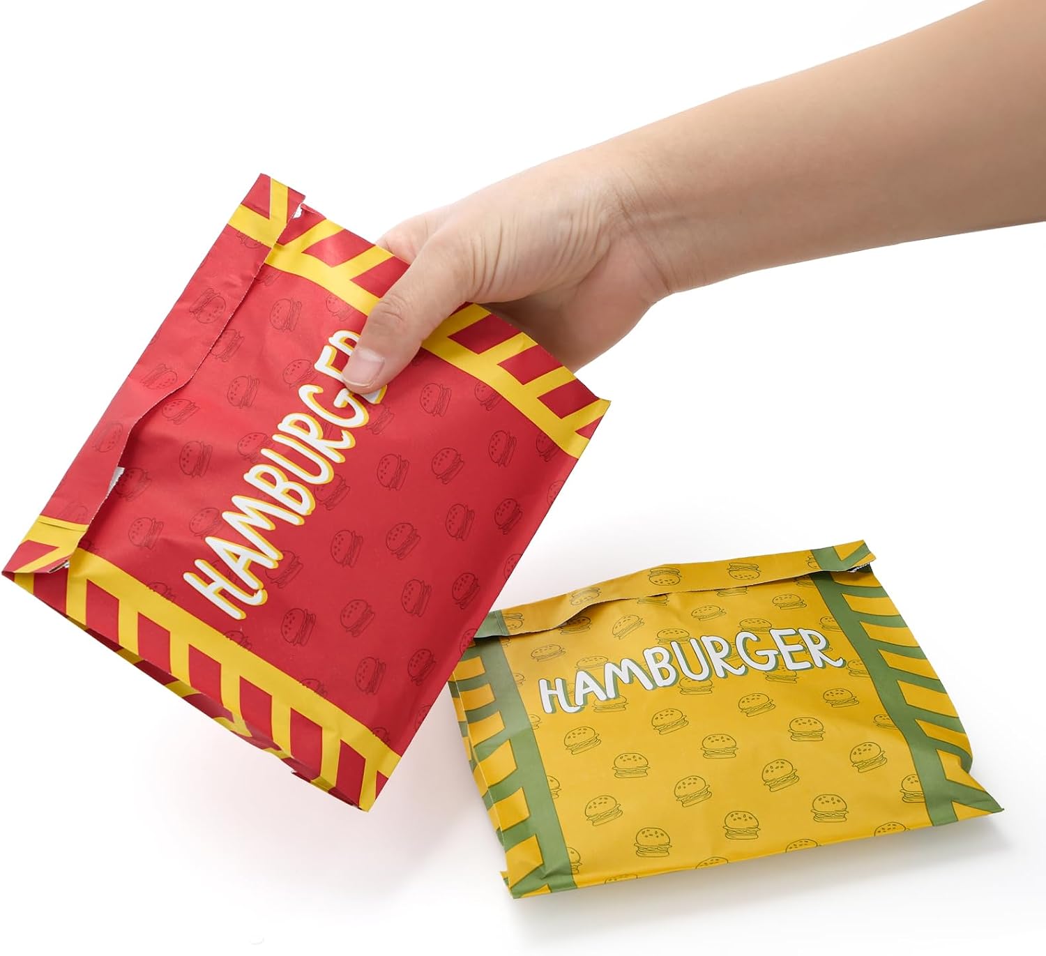 ZEAYEA 200 Pack Burger Wrappers, Aluminum Foil Hamburger Sleeves for Sandwich, BBQ, Water and Grease Resistant Hamburger Bags for Party, Restaurant