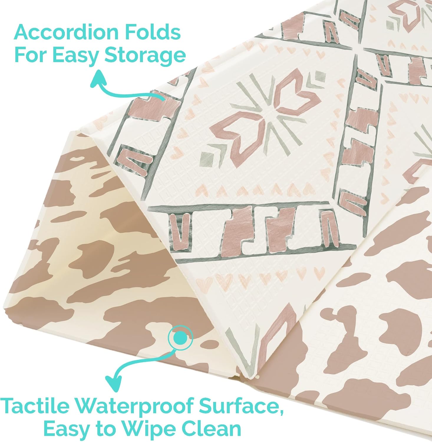 JumpOff Jo Foldable Foam Play Mat – Large Waterproof Baby & Toddler Activity Floor Mat, Double-Sided 70 x 59 Inch Play Surface