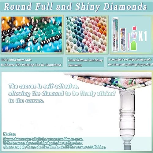 Miniatura 7 de KICHANG Kits de arte de diamantes de pintura de diamante retro blanco para adultos, manualidades de diamantes 5D, kits de arte de diamantes redondos