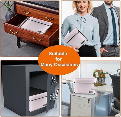 Miniatura 6 de Bolsa de dinero ignífuga con candado, aislamiento térmico de 5200 , bolsa impermeable con cremallera, bolsa de documentos ignífuga para efectivo,