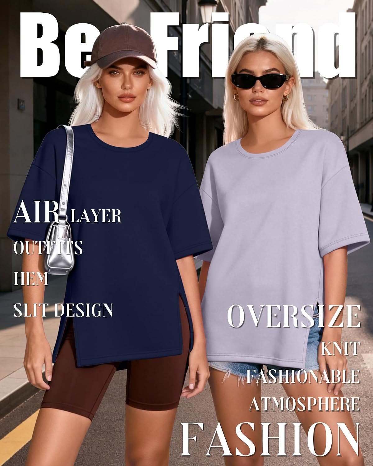 3 Pack Womens Oversized T Shirts Half Sleeve Side Split Shirt Crew Neck Loose Fit Casual Top Workout Gym Basic Tee