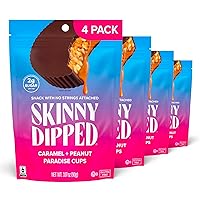 Vista 12 de Copas de chocolate con leche y mantequilla de maní SkinnyDipped, 4 g de azúcar, bajas en azúcar, bajas en carbohidratos, sin gluten, bolsa de 3.2