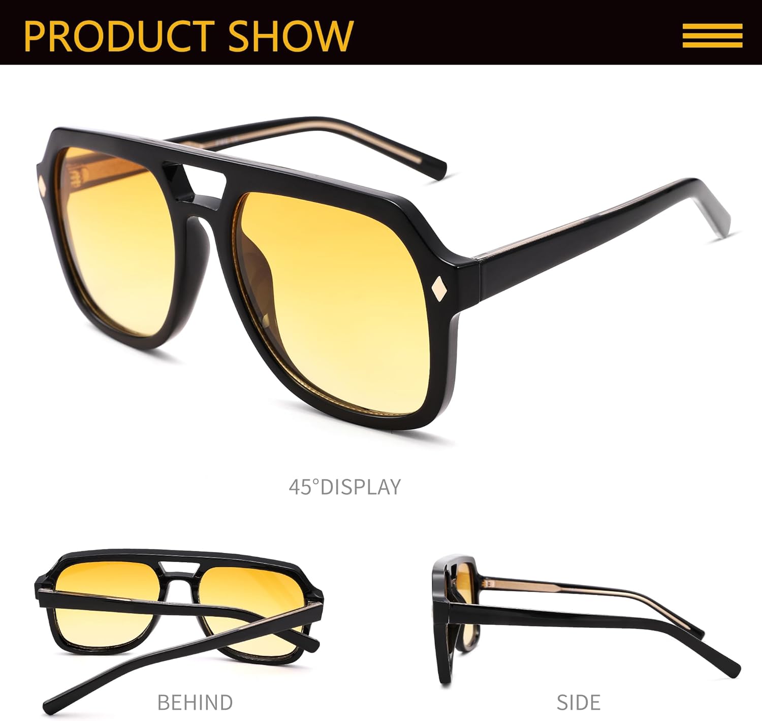 Pro Acme Vintage Oversized Aviator Sunglasses Trendy Retro 70s Sunglasses for Women Men - Image 3