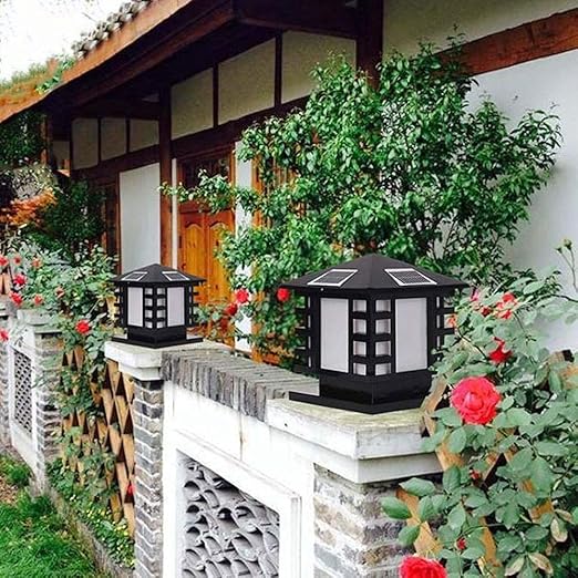 Generic Solar Decoration Outdoor Light Simple Garden Outdoor Post Lantern Porch Column Headlight Park Lamp Post Light Fixture Creative Metal Courtyard Lights (Size : Small) photo 2