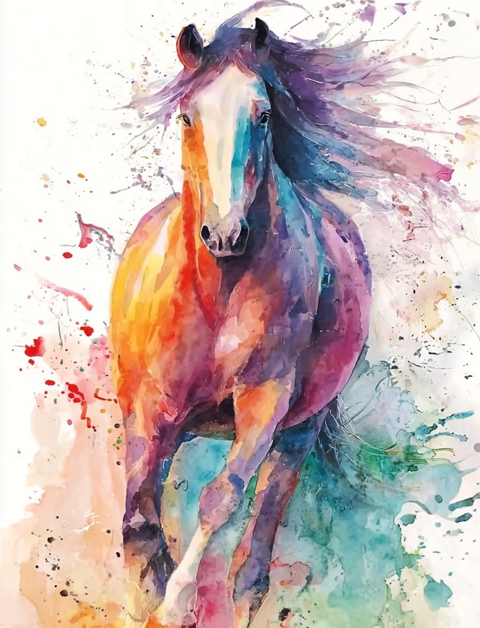 WANGWANGMIAO DIY Paint by Numbers for Adults Colorful Horses Galloping,Oil Painting Kits,Craft Art Painting,Acrylic Pigment Drawing Gift for Home,16x20inch，with Frame