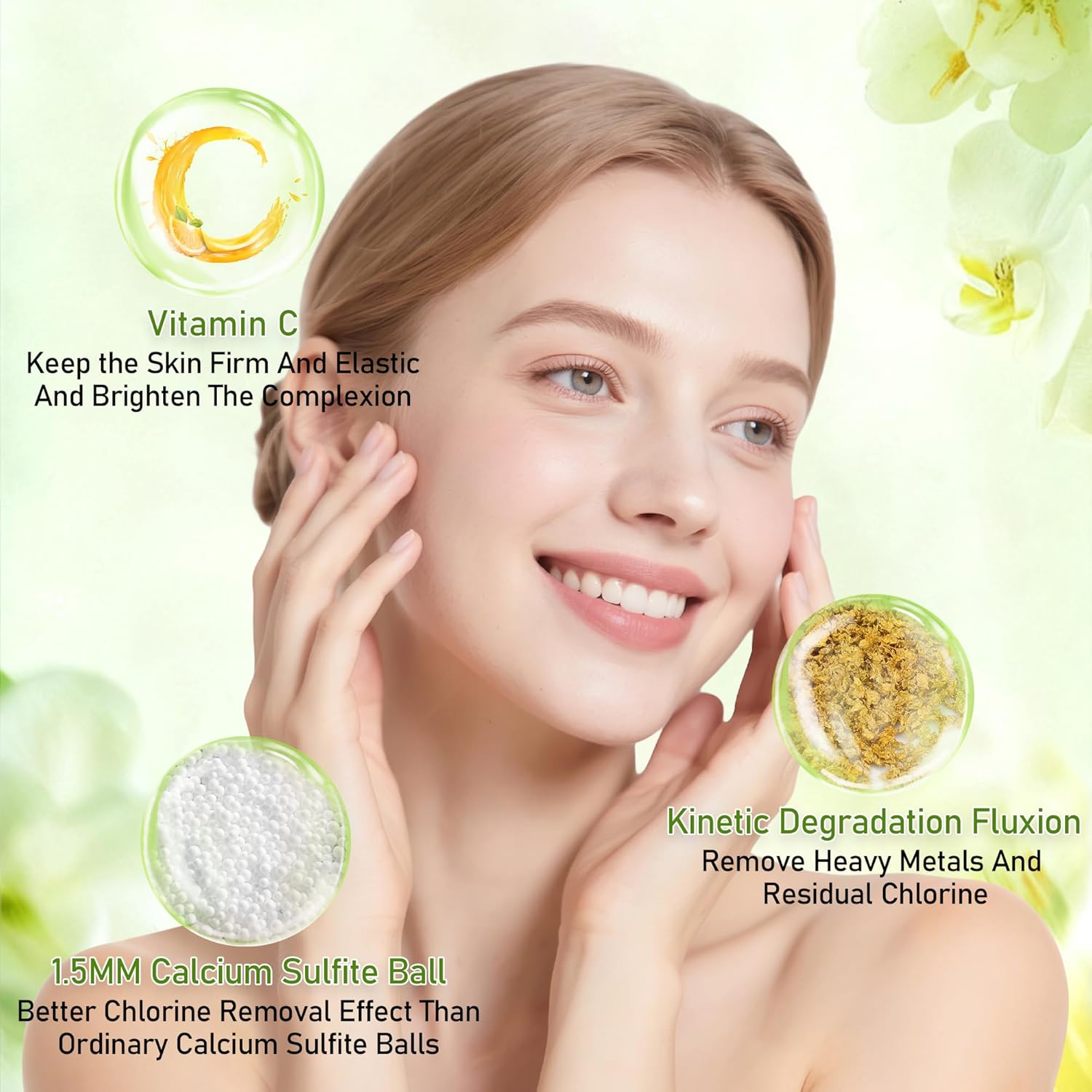 Vitamin C Larger Premium Metal Shower Filter, 304 stainless steel material, Clean Soft Water, Remove 99% Chlorine, Improve Your Skin, Easy to Install, KMF00D (Citrus)