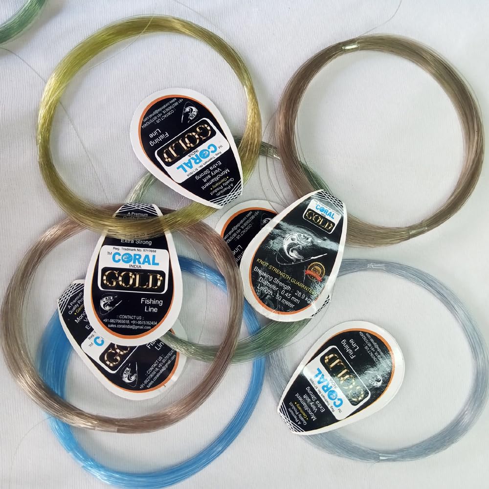 Gold Mix-Color Fishing Line – 0.45mm Diameter, 28.9kg Breaking Strength, 50m Length (Pack of 6) – High-Strength Professional Monofilament Fishing Wire-image-13