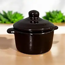 Panelinha Caçarola Preta Para Molho ou Tempero de Cerâmica Com Tampa