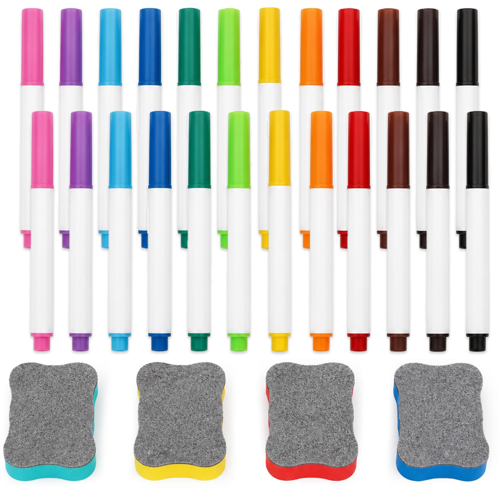 28pcs Whiteboard Pens with White Board Eraser Multicolor Magnetic Whiteboard Pens Set For Classroom Teaching, Office Presentations, School Projects, Planning, Writing, And Drawing School Office Uses