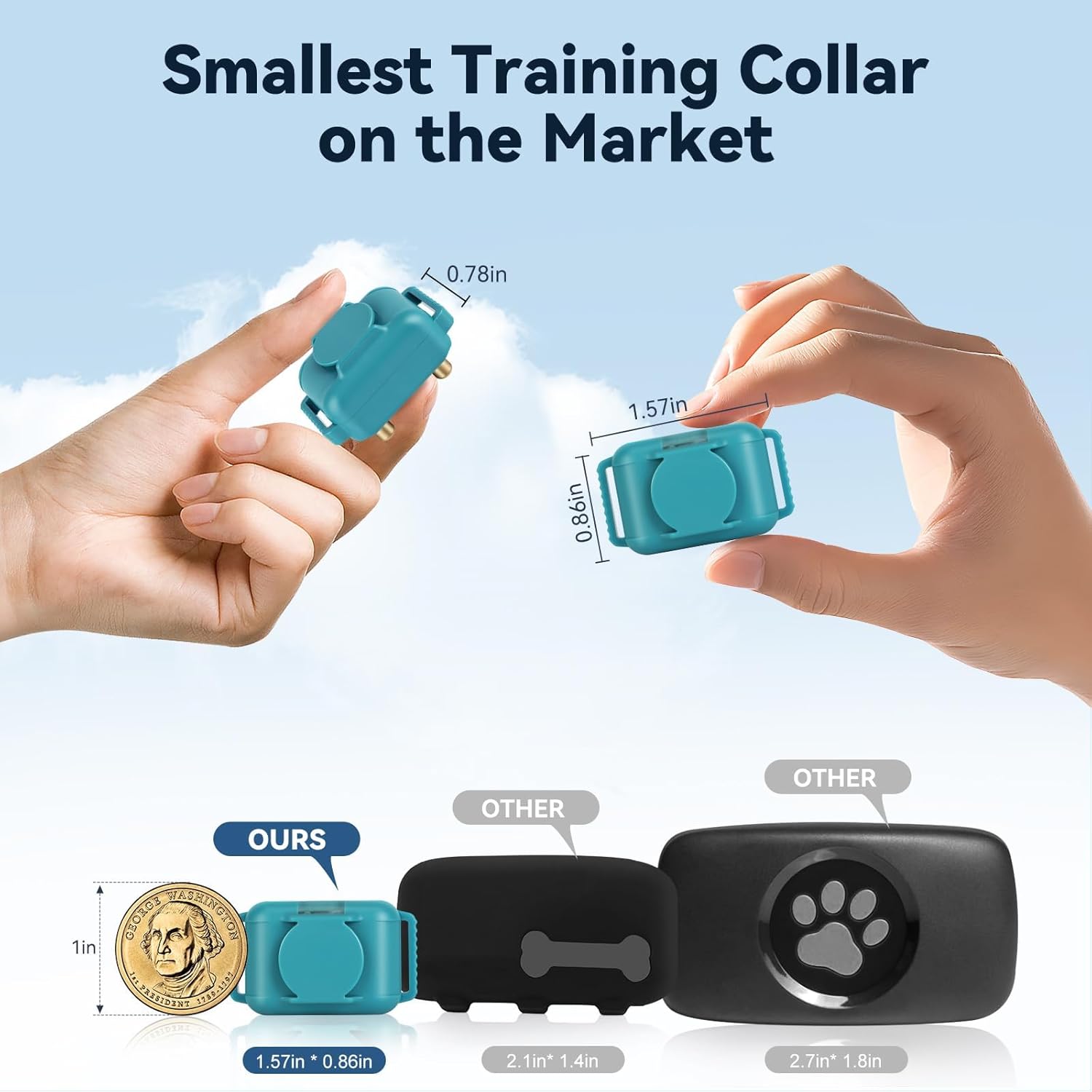 Shock Collar for Small Dogs，Tiniest and Lightest Dog Training Collar with 2000ft Remote，Tailored Small Dog Shock Collar 5-15 Pounds，Beep，Vibration and Safe Shock，0-99-Level Precise Adjustment，Cyan